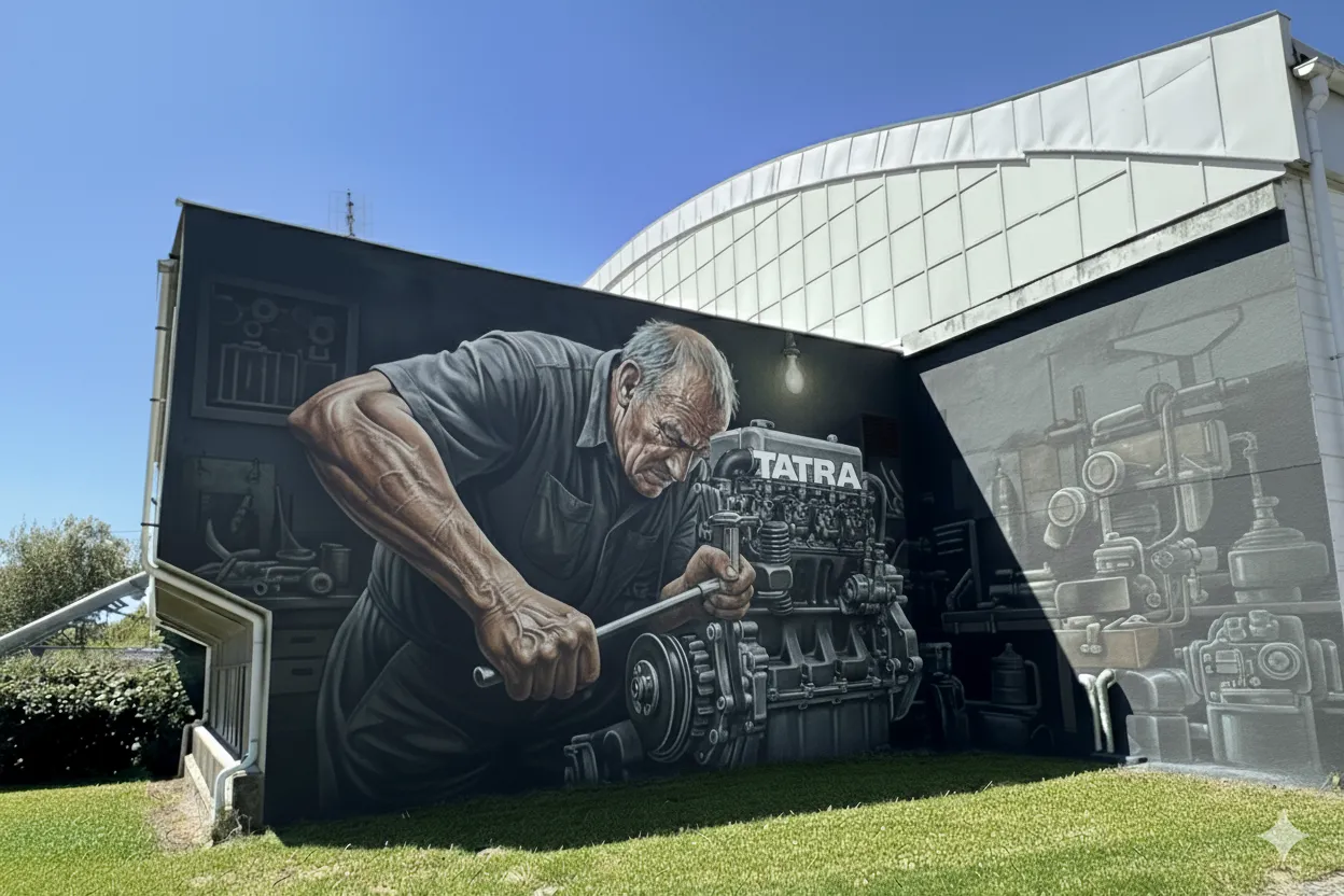 Varianta muralu: Tatra a mechanik